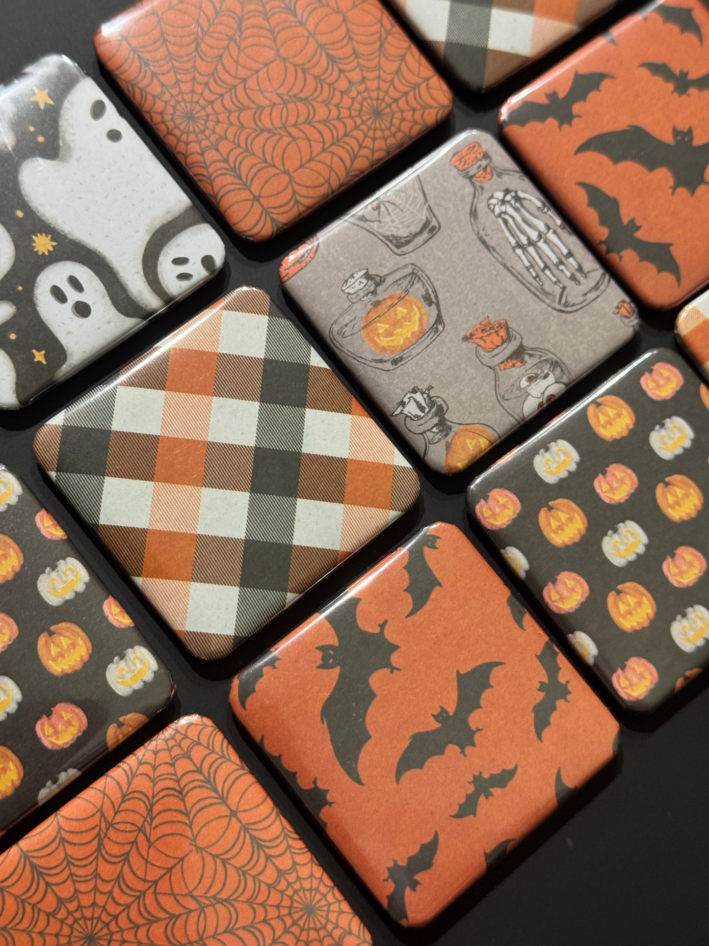 Fall and Halloween Patterned Pressed Magnets