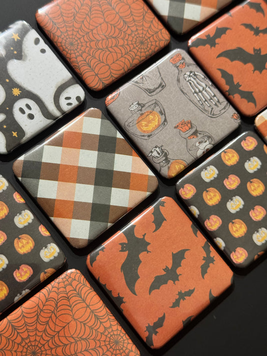 Fall and Halloween Patterned Pressed Magnets